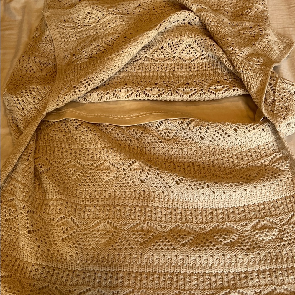 💥HP💥Womens LC Lauren Conrad Pointelle Tank Sweater Dress – Large – Cream Crochet - Picture 11 of 13
